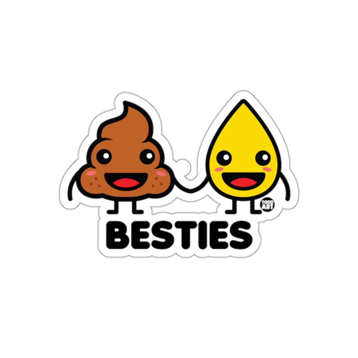 Poop and Pee Besties Friends Cartoon Style sticker