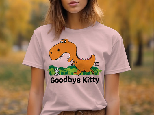 Funny Dinosaur Goodbye Kitty Graphic Tee Product