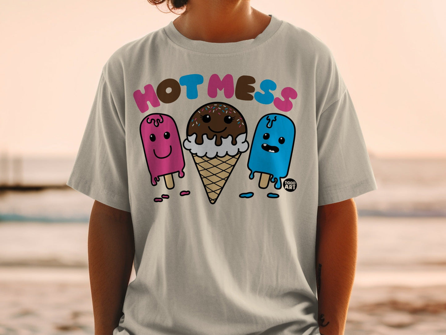 Hot Mess Ice Cream and Popsicle Graphic T-Shirt