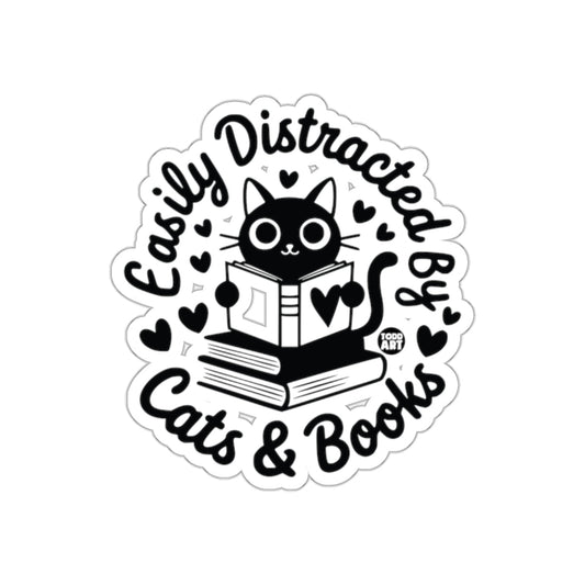 Easily Distracted by Cats Books Sticker