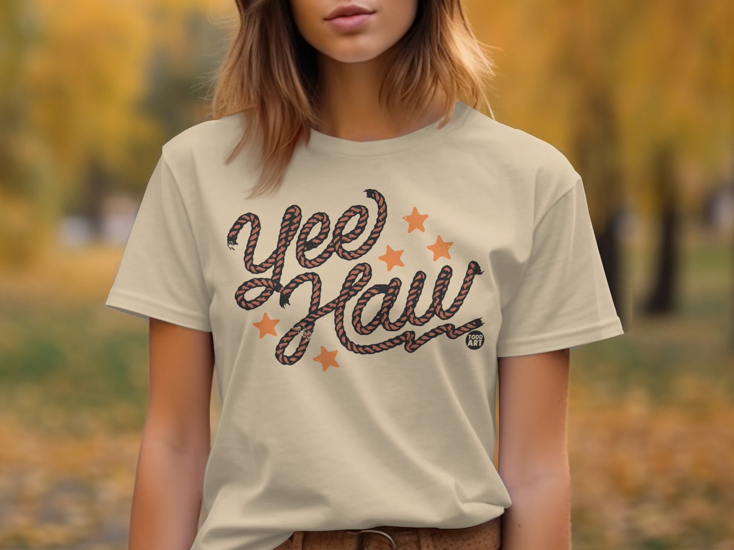 Yee Haw Rope and Stars Western Graphic T-Shirt