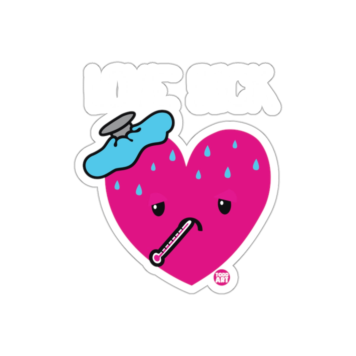 Love Sick Heart with Ice Bag Thermometer Sticker