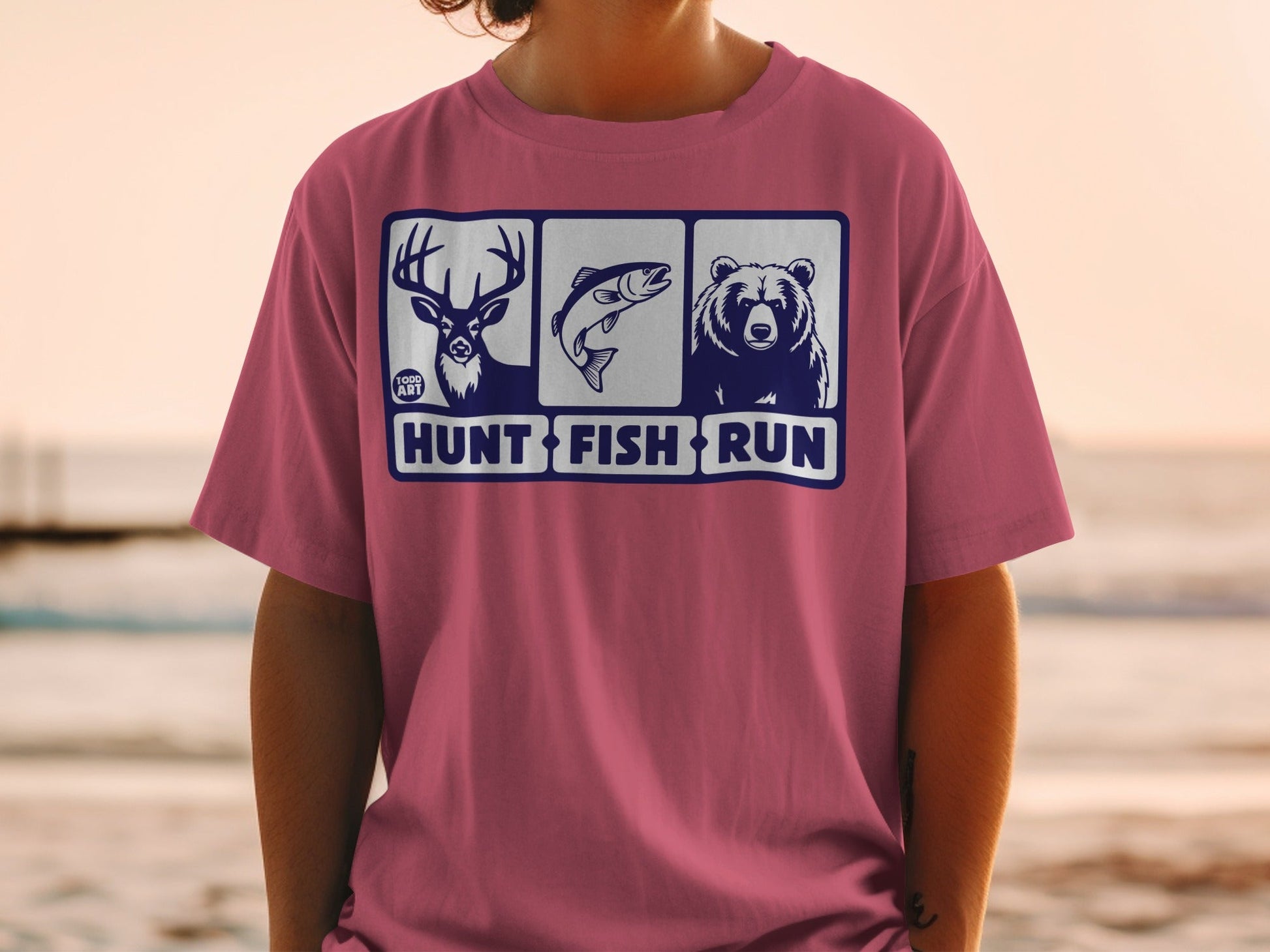 Hunt Fish Run Graphic T-Shirt Outdoor Lifestyle Tee