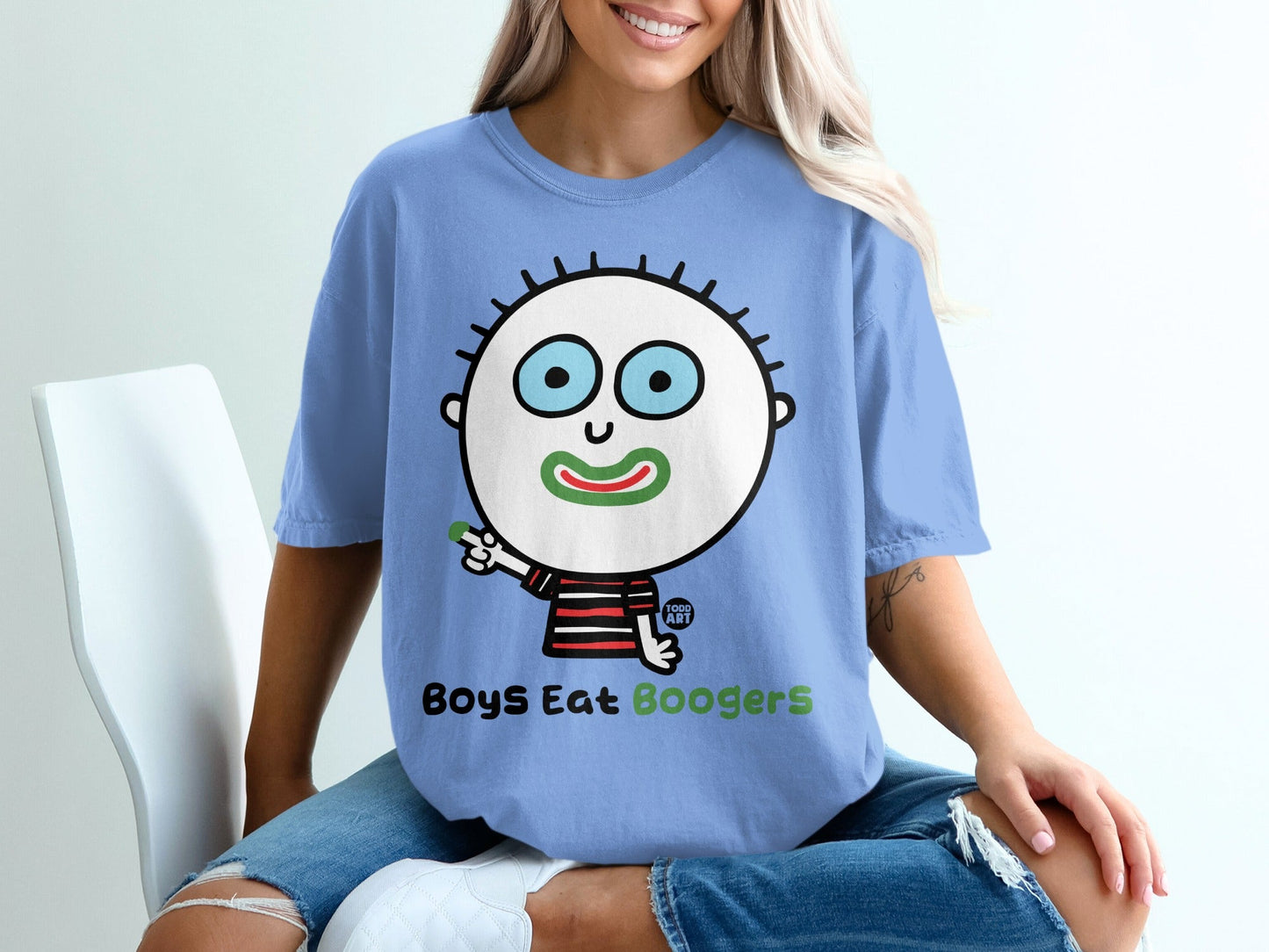 Boys Eat Boogers Funny Cartoon Character T-shirt