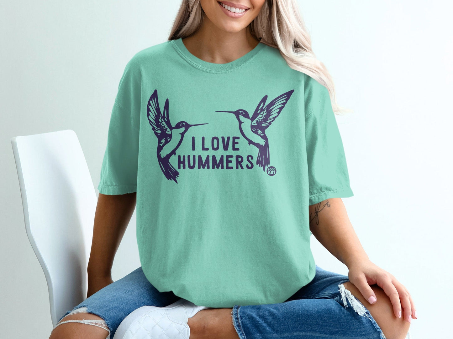 I Love Hummers Graphic Print Oversized Shirt