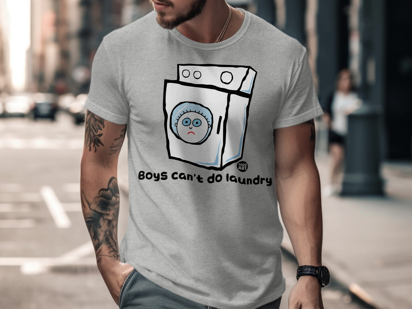 Boys Can't Do Laundry Funny Graphic T-Shirt