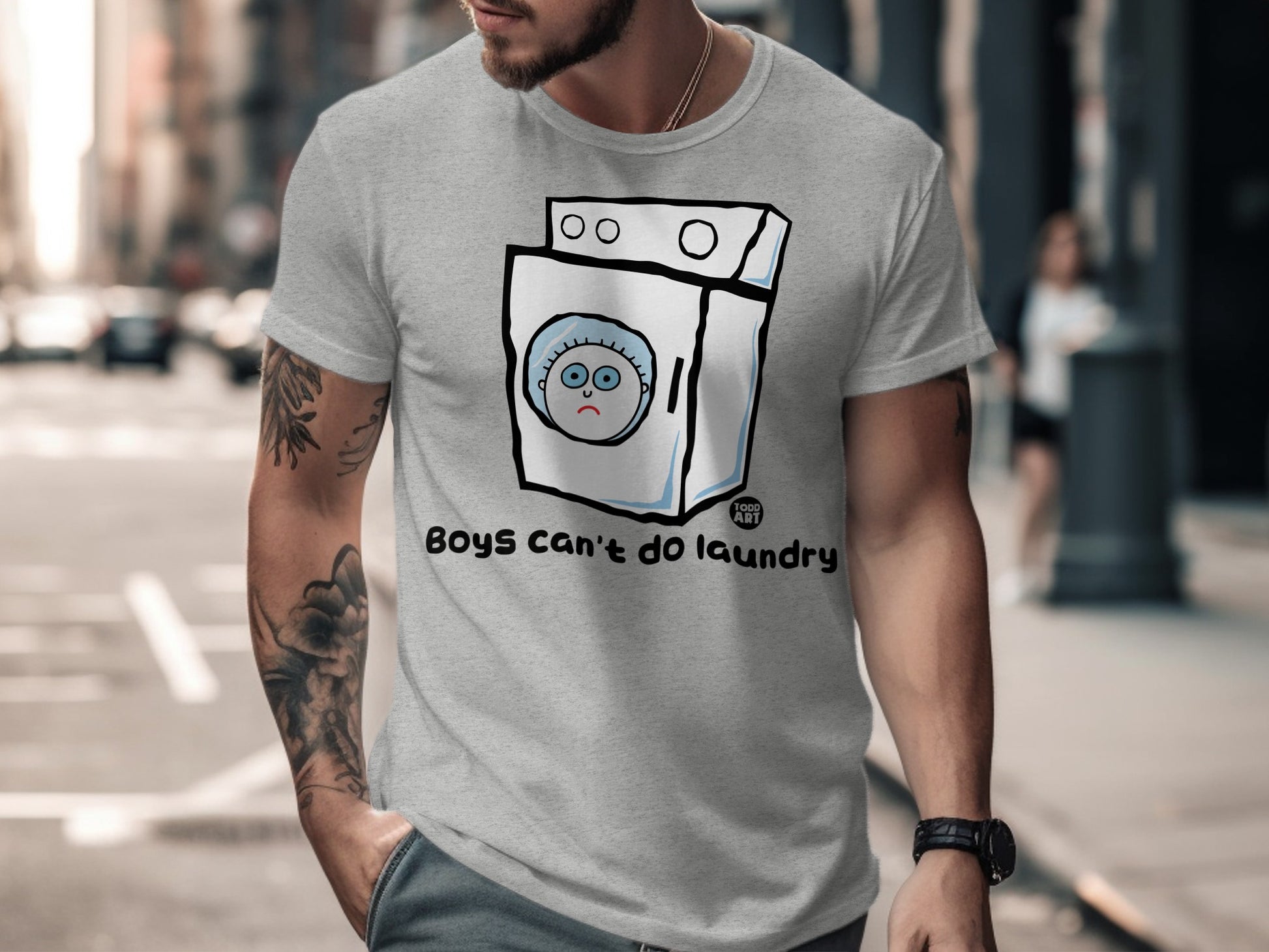 Boys Can't Do Laundry Funny Graphic T-Shirt