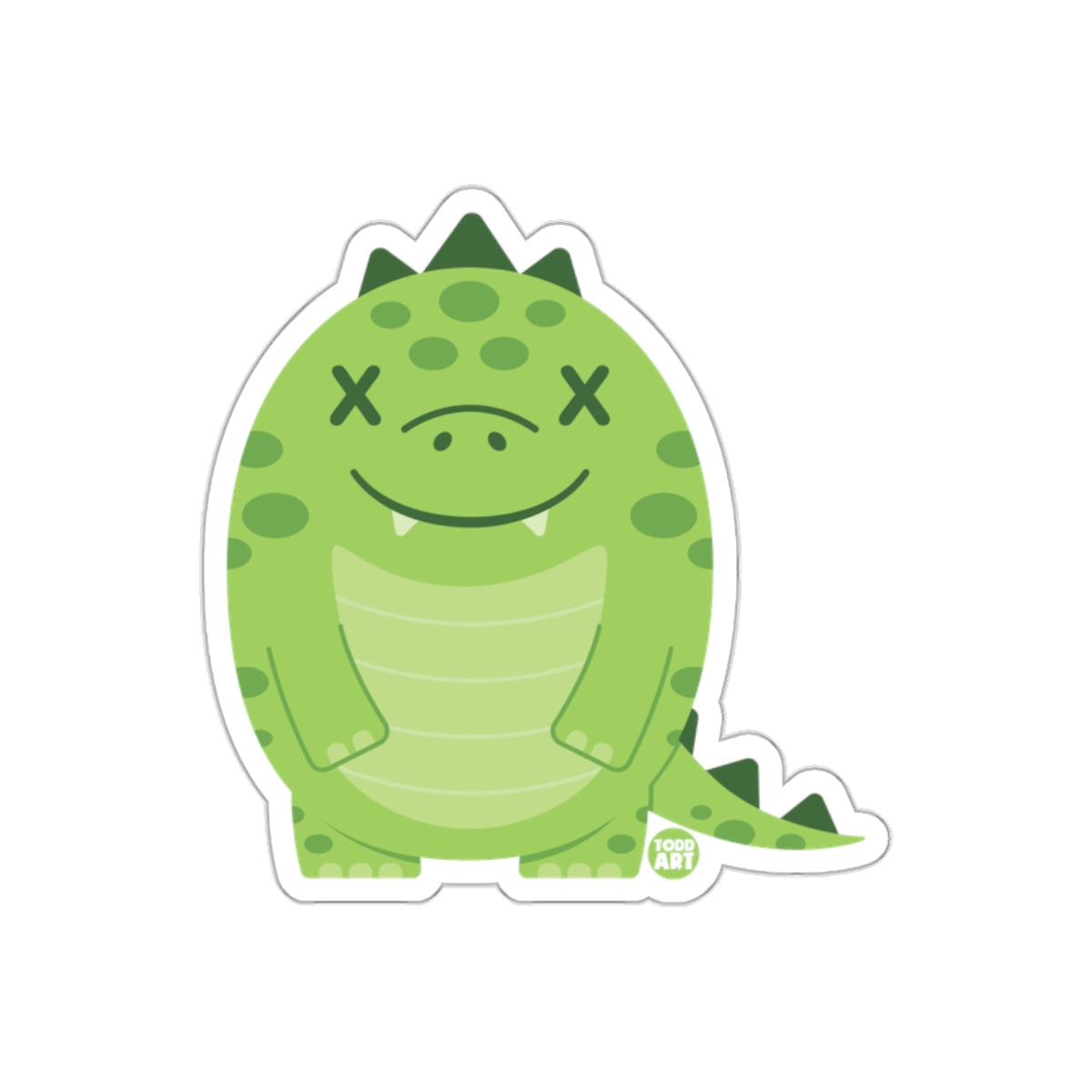 Adorable Green Dinosaur Sticker for Kids and Teens