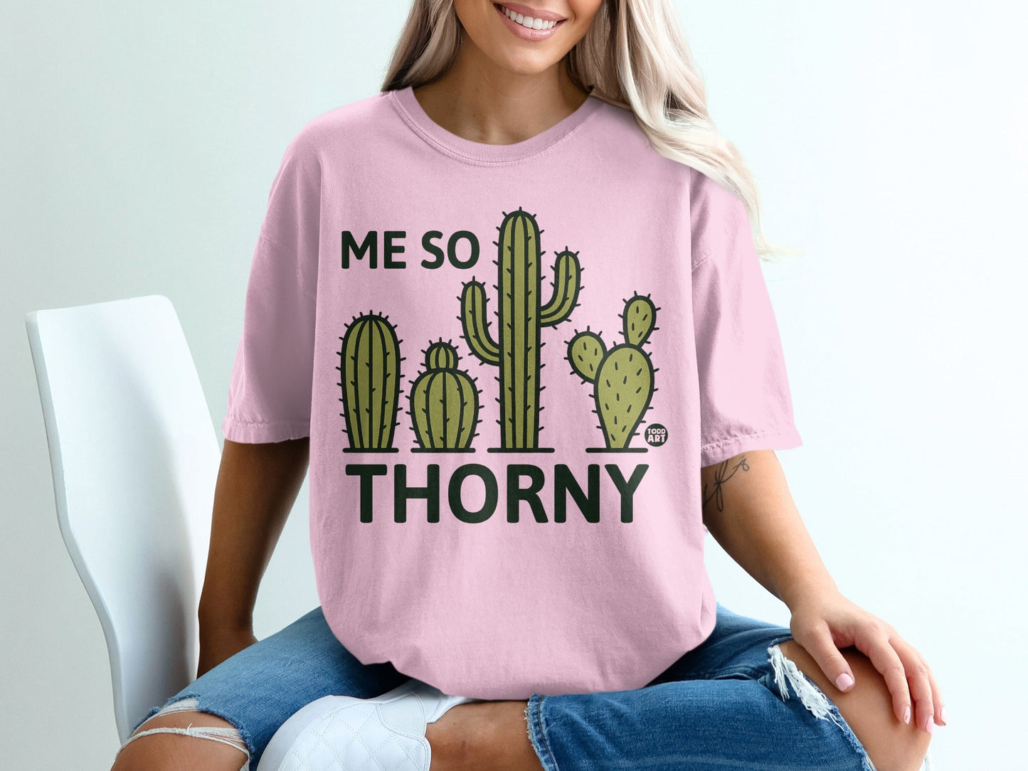 Me So Thorny Funny Cactus Graphic Pink T-Shirt