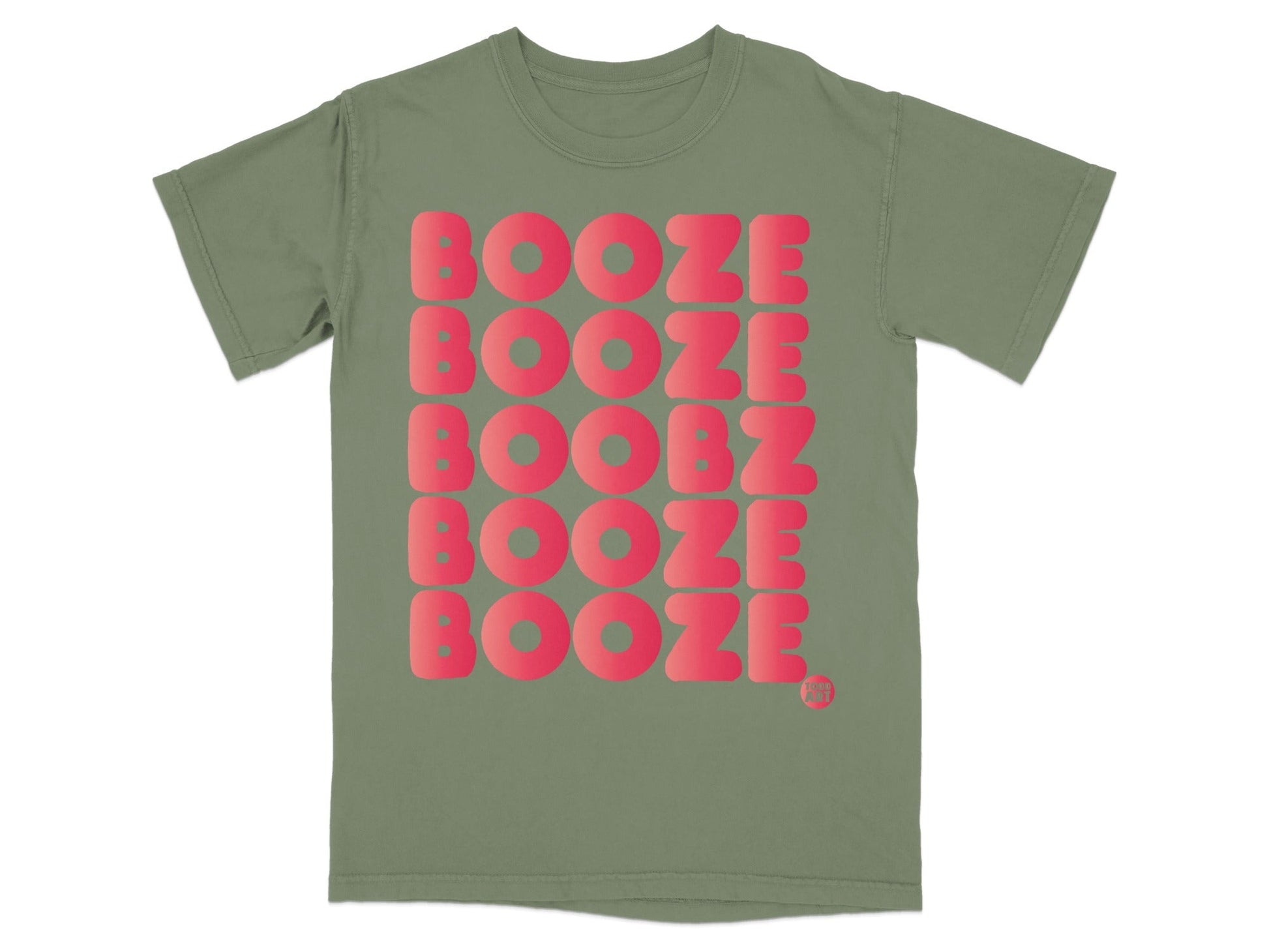 Retro Booze Booze Boobz Graphic Print T-shirt