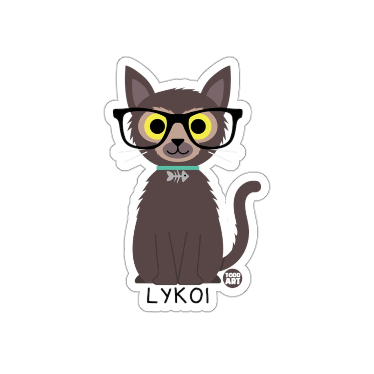 Cute Lykoi Cat with Glasses Design Sticker Decal