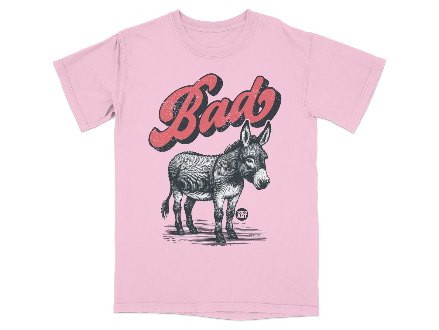Pink T-Shirt with Bad Donkey Graphic Design