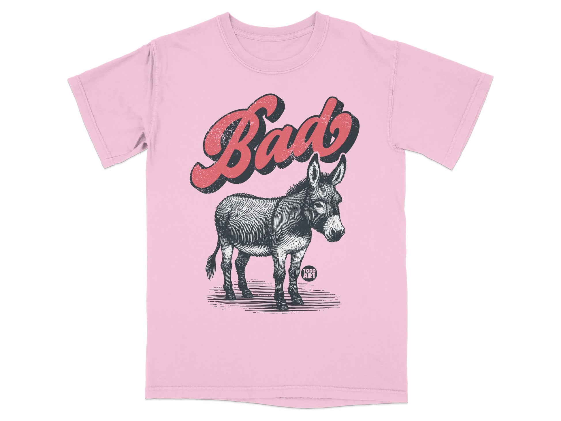 Pink T-Shirt with Bad Donkey Graphic Design