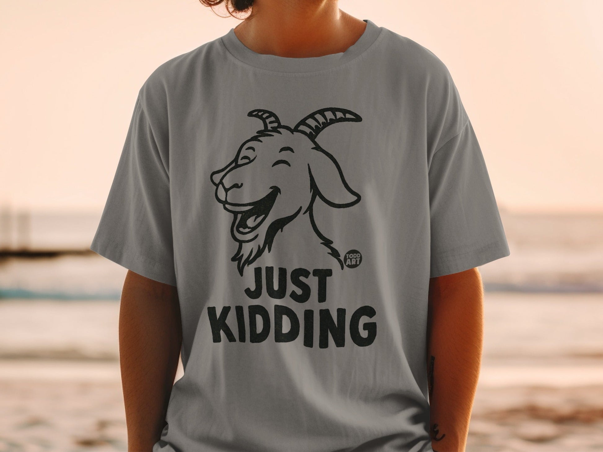 Funny Goat Just Kidding Graphic Tee Shirt
