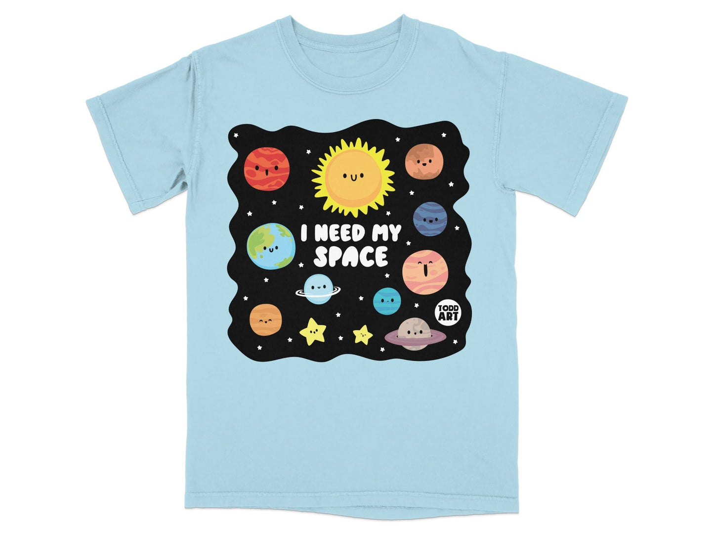 I Need My Space Cute Cartoon Planets T-Shirt