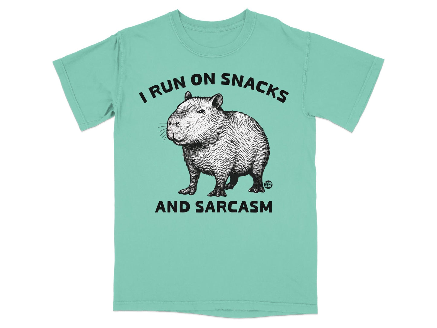 I Run On Snacks And Sarcasm Funny Graphic T-Shirt