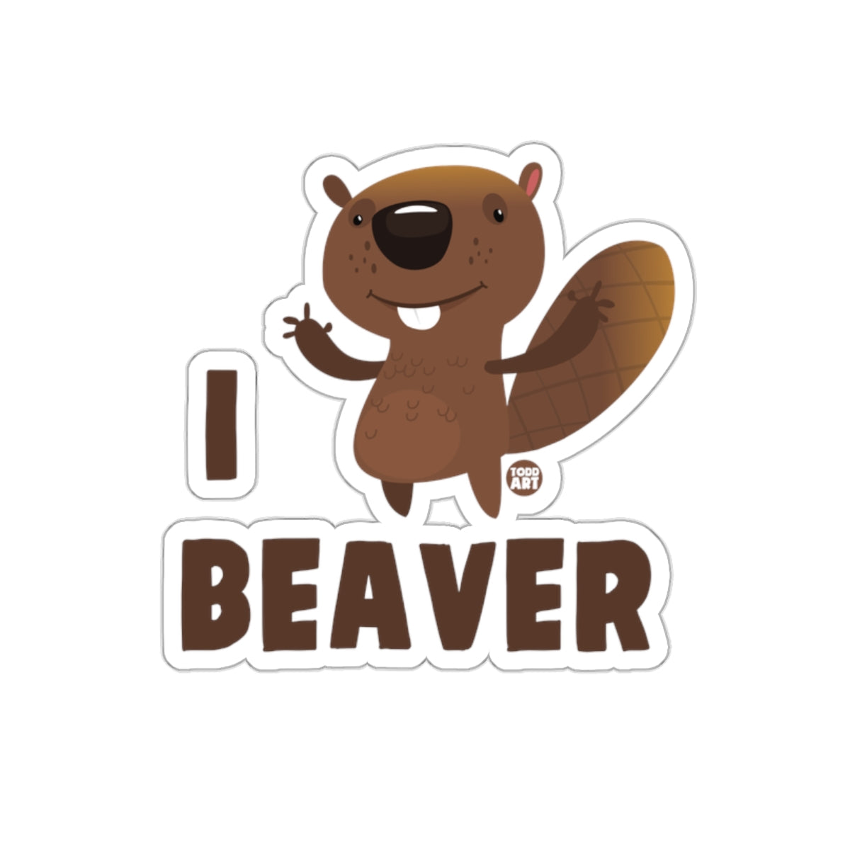 Cute Beaver Illustration I Love Beaver Sticker