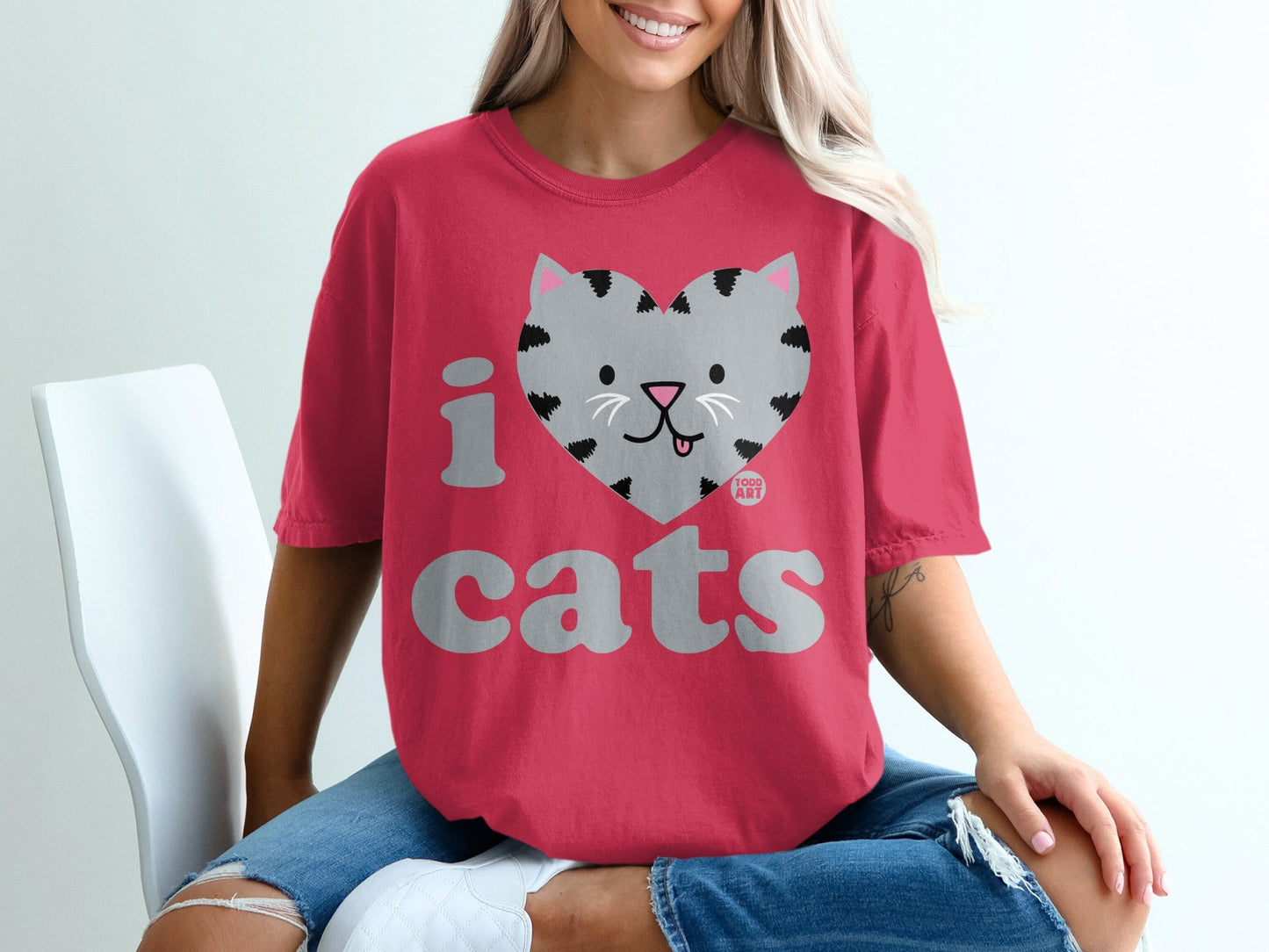 I Love Cats Adorable Graphic Print T-shirt