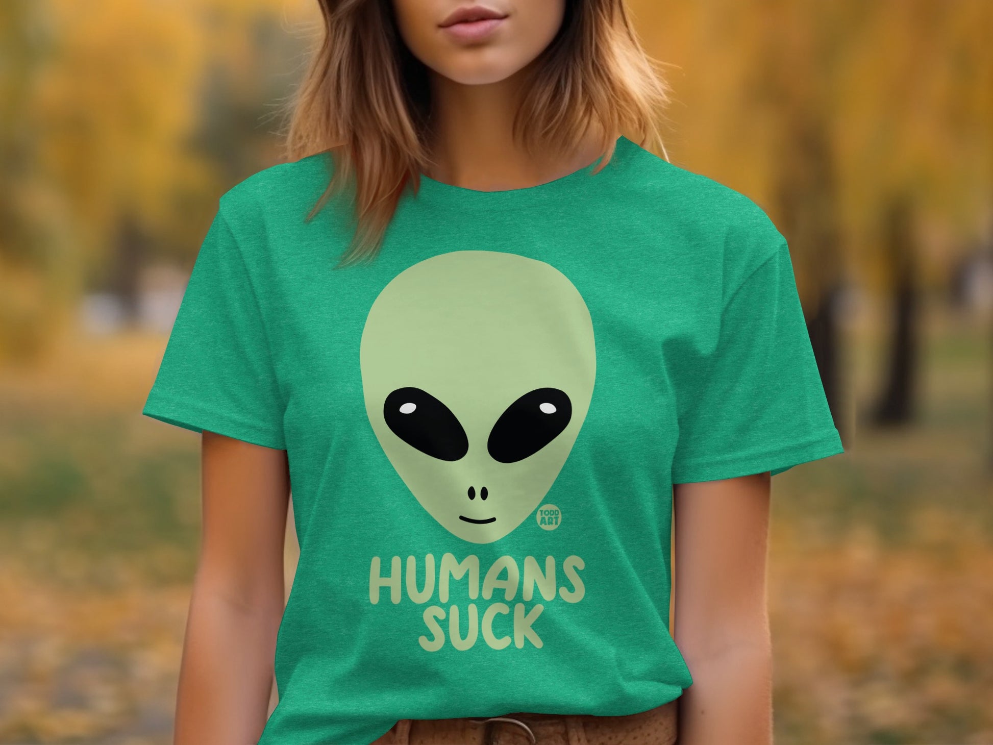 Humans Suck Alien Graphic Print T-shirt