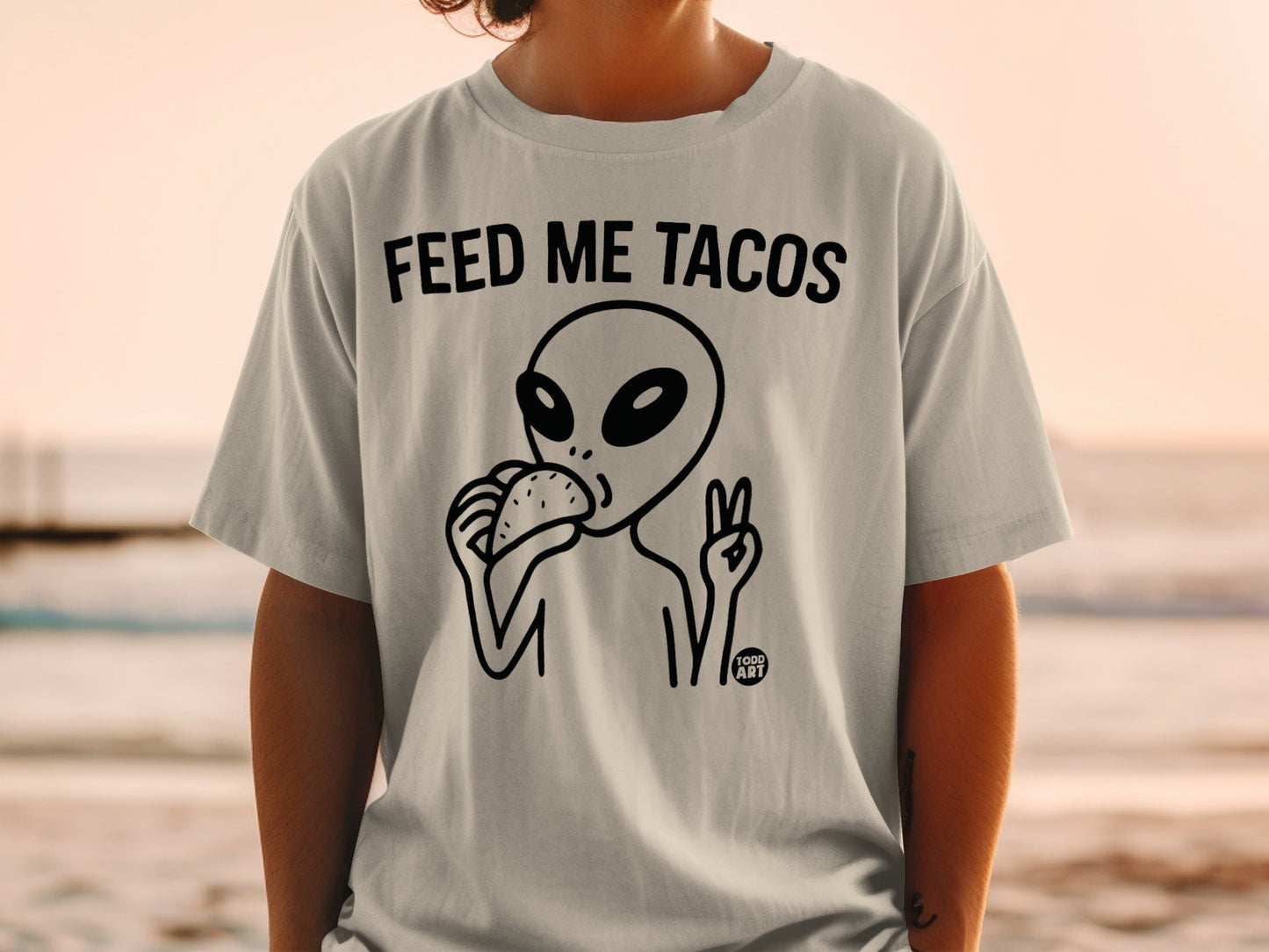 Feed Me Tacos Alien Design T-Shirt