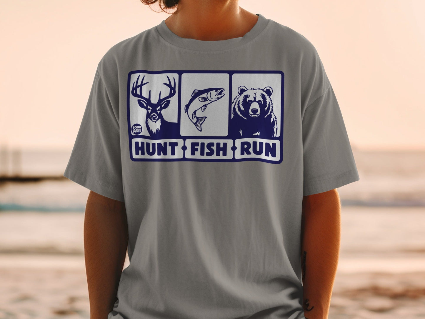 Hunt Fish Run Graphic Outdoor Activities T-shirt