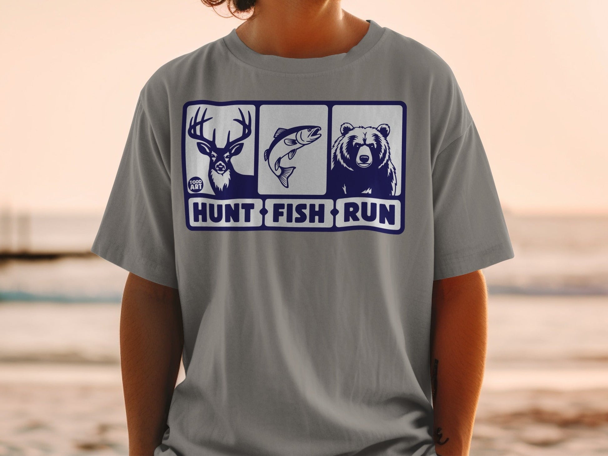 Hunt Fish Run Graphic Outdoor Activities T-shirt
