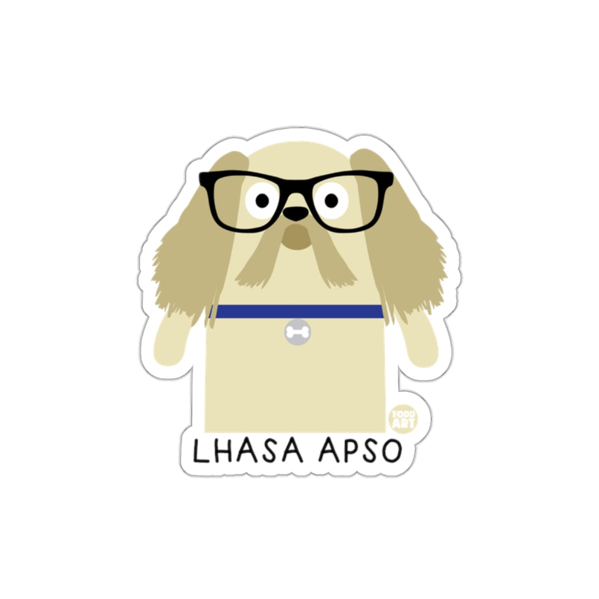 Lhasa Apso Cartoon Dog with Glasses Sticker Product