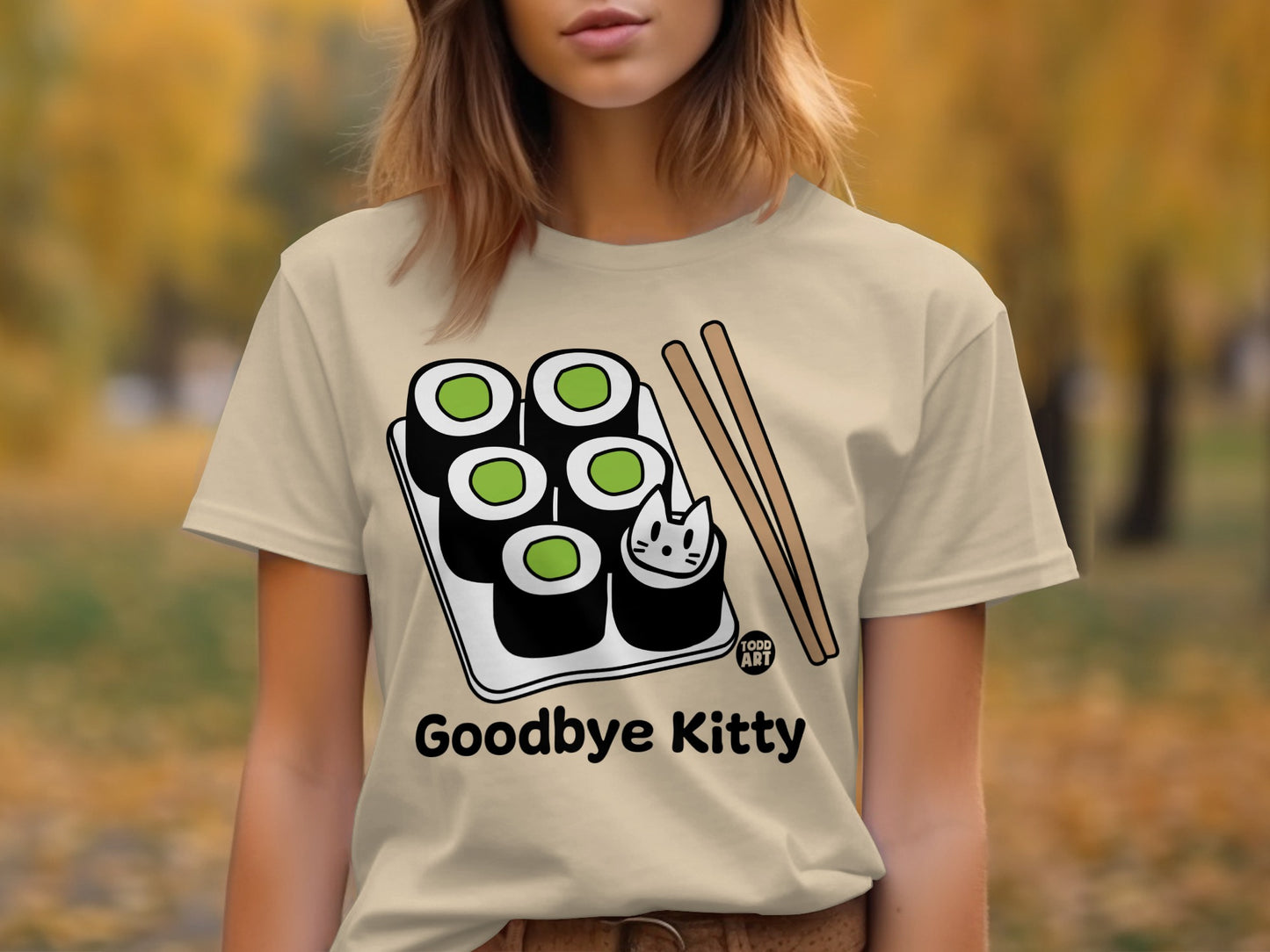 Goodbye Kitty Sushi Graphic T-Shirt for Food Lovers