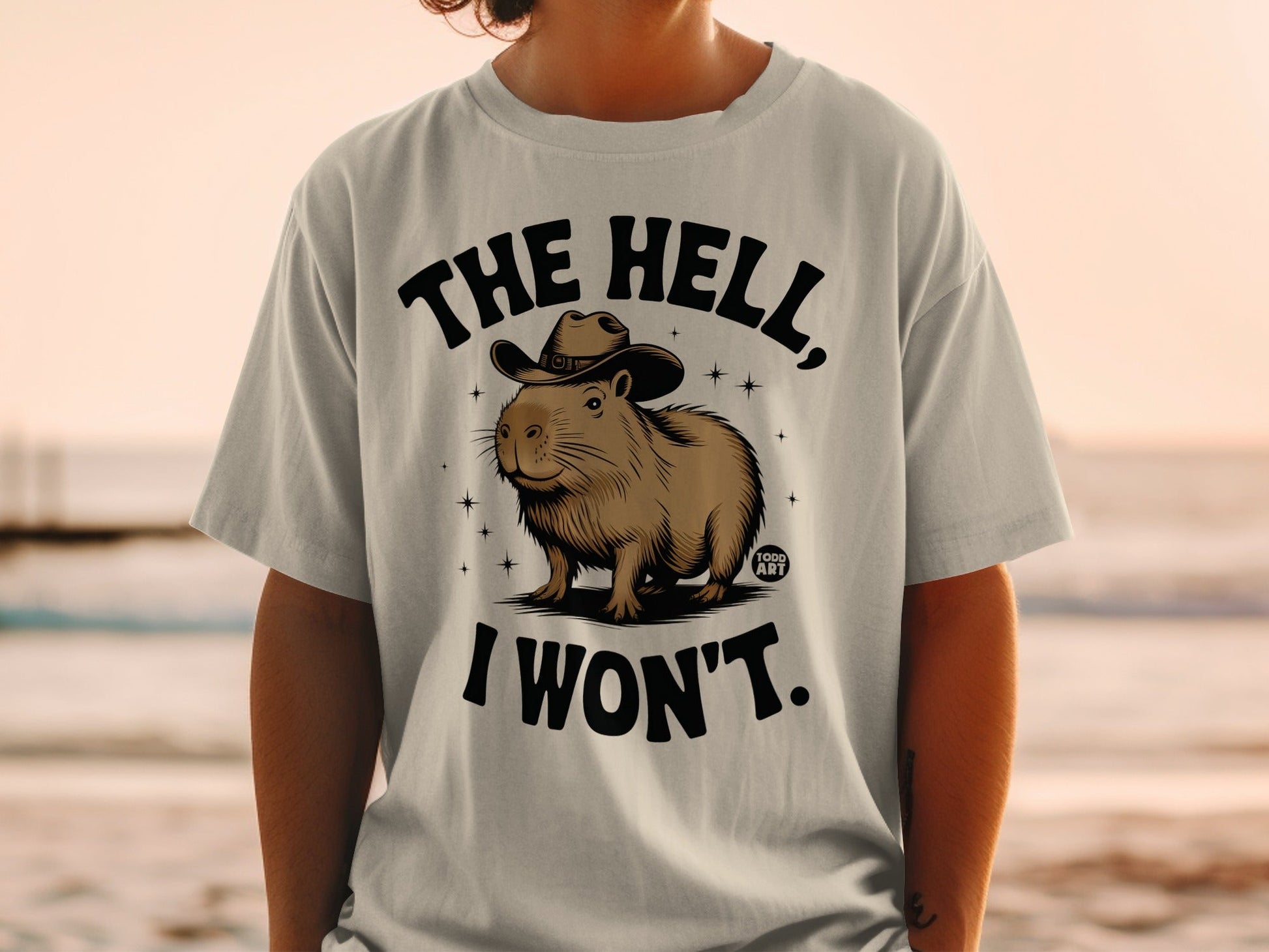 The Hell I Won't Funny Capybara Cowboy Graphic Shirt