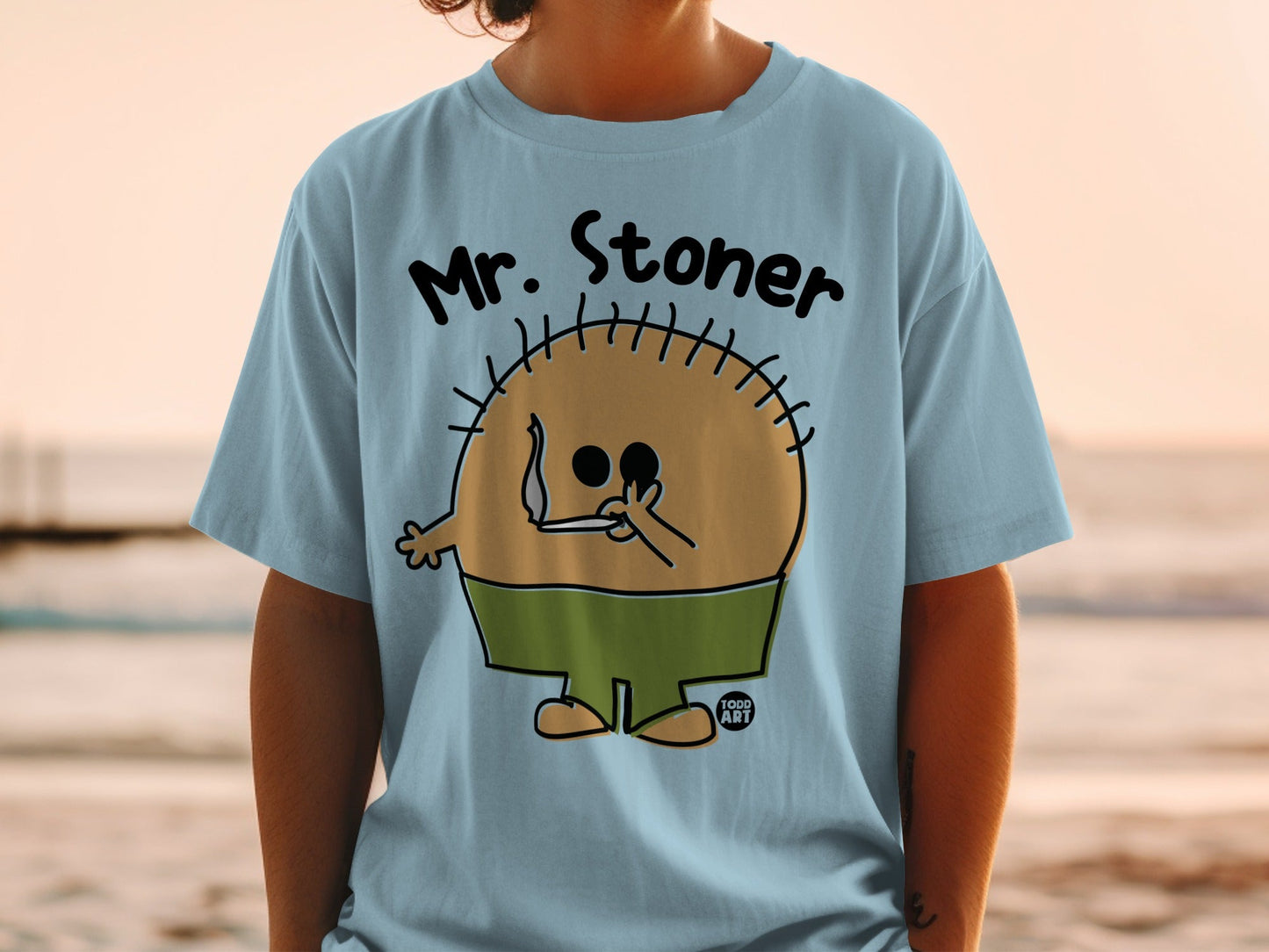 Mr. Stoner Cartoon Graphic Print T-Shirt for Sale