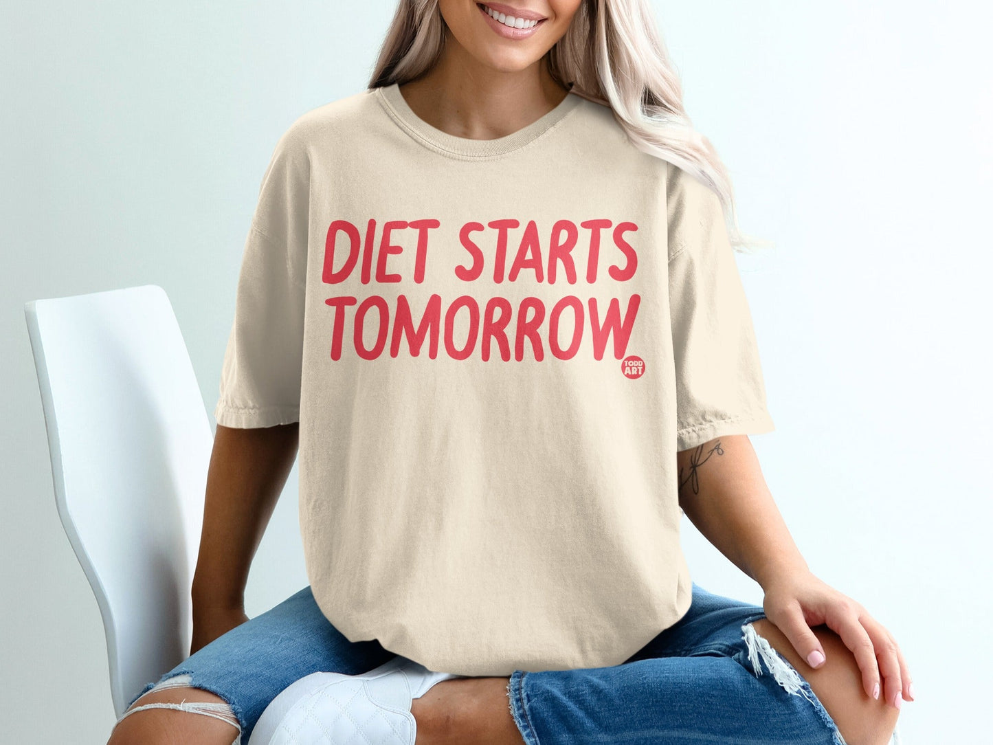Funny 'Diet Starts Tomorrow' Graphic Tee Shirt