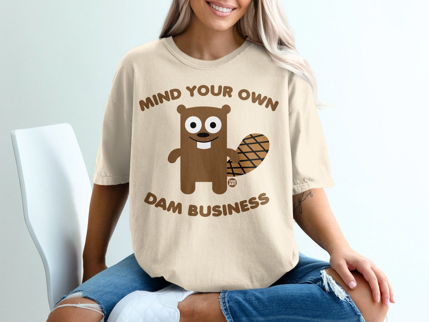 Mind Your Own Dam Business Beaver Graphic T-shirt