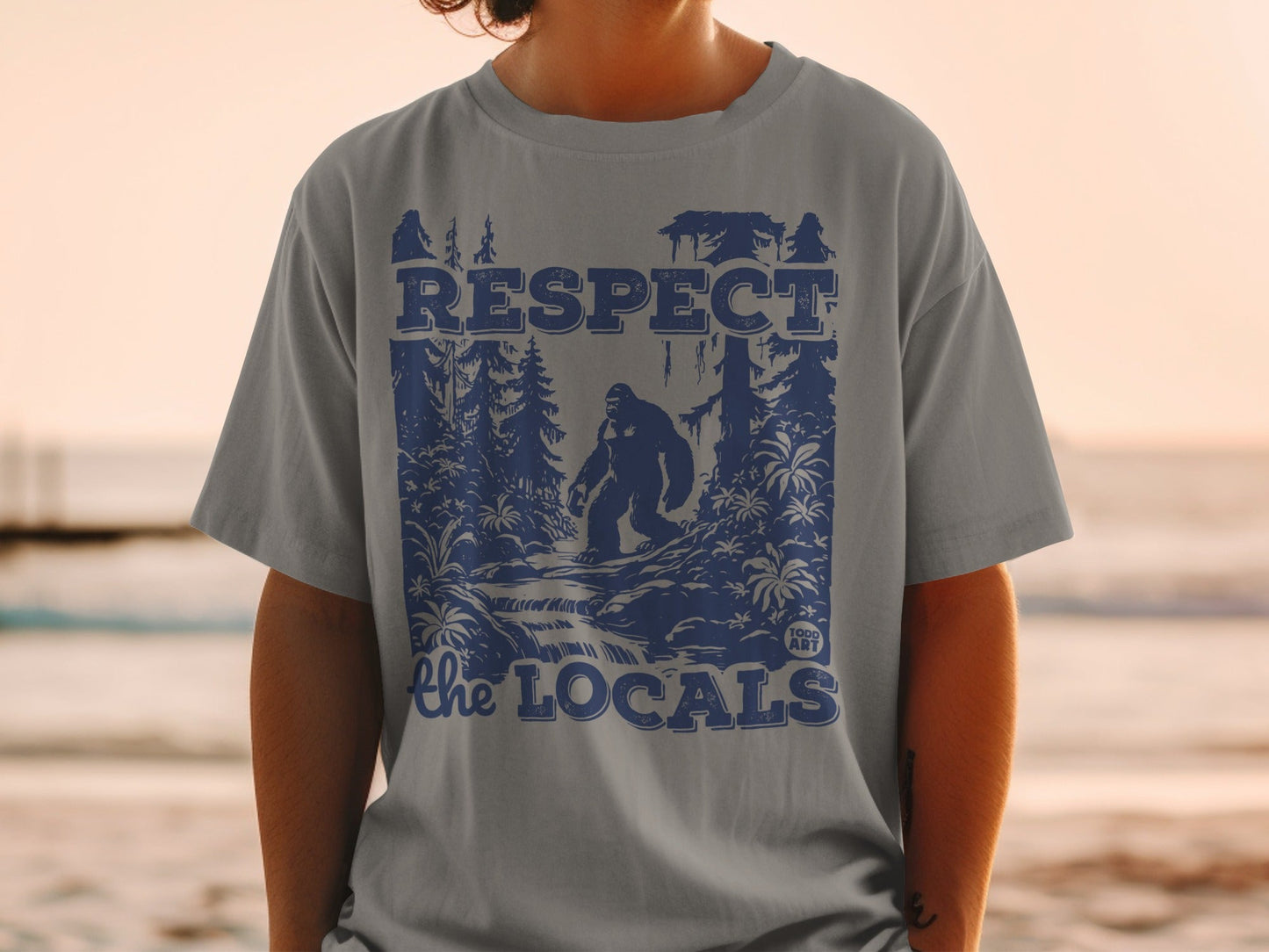 Respect The Locals Bigfoot Theme Graphic T-Shirt
