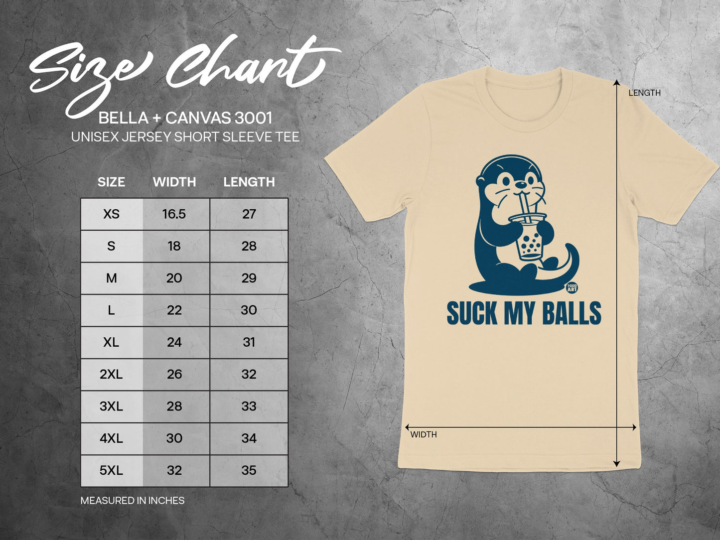 Suck My Balls Otter Print T-Shirt Bella Canvas 3001