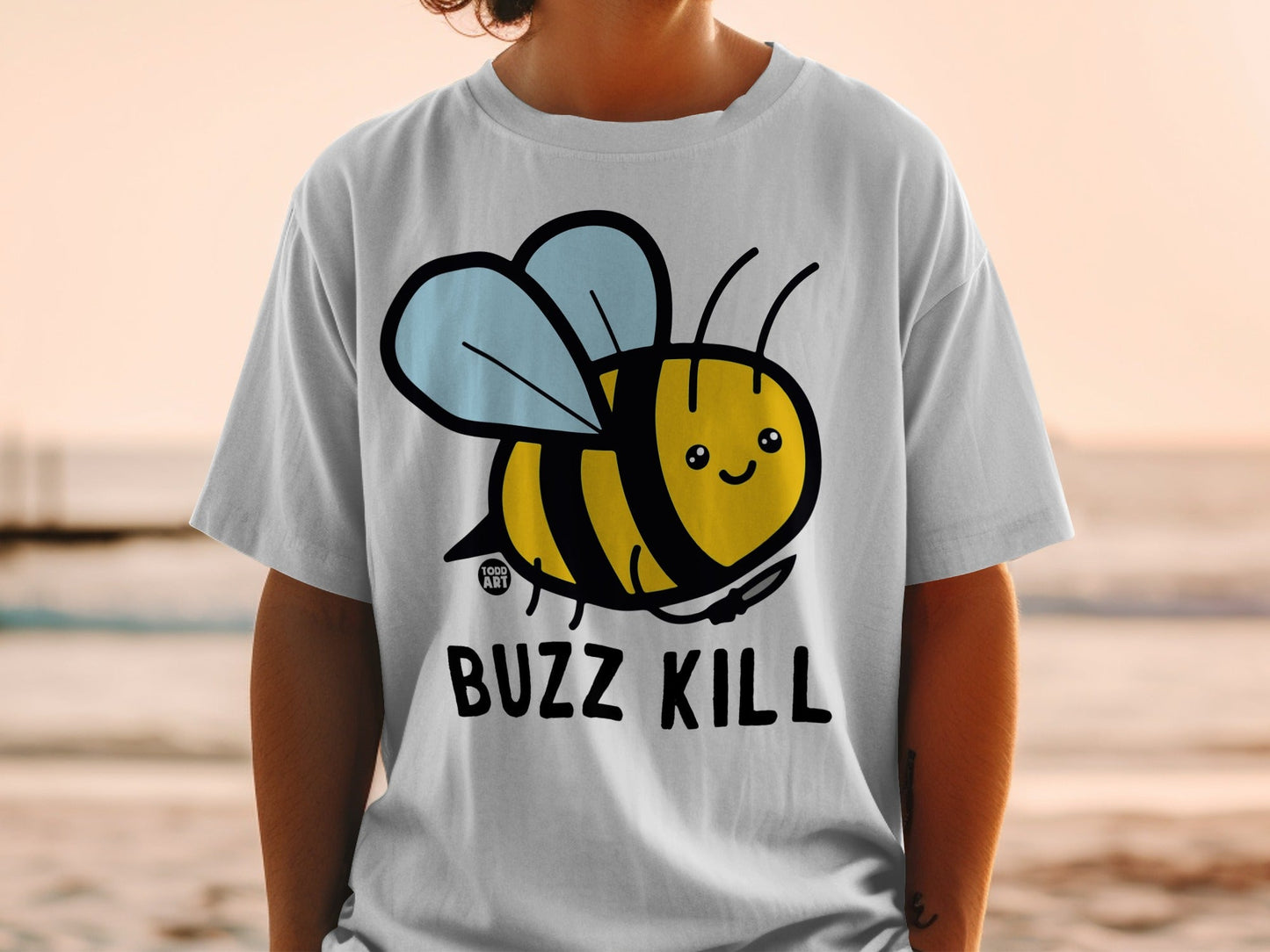Buzz Kill Cute Cartoon Bee Graphic T-shirt for Sale