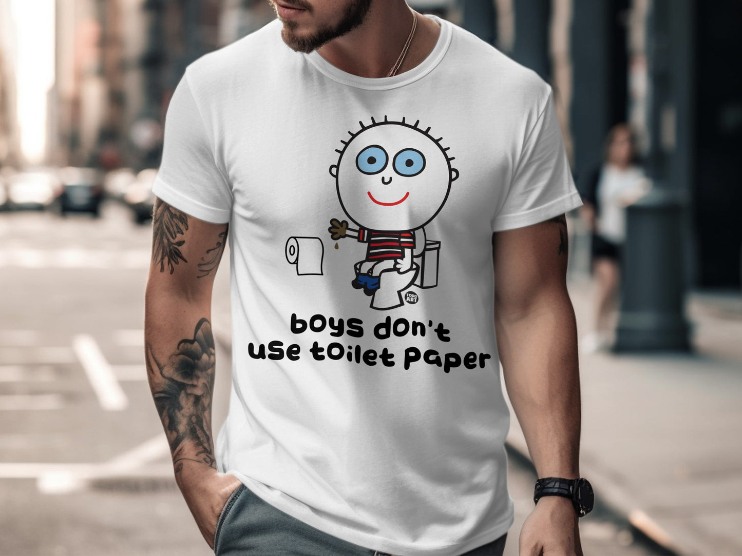 boys don't use toilet Paper Funny T-Shirt product