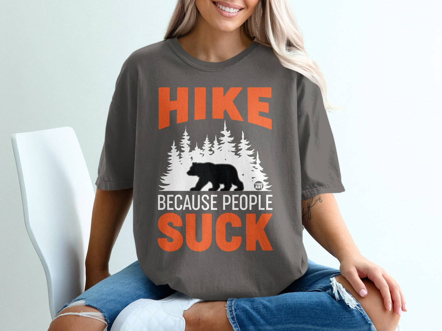 Hike Because People Suck Bear Graphic T-Shirt