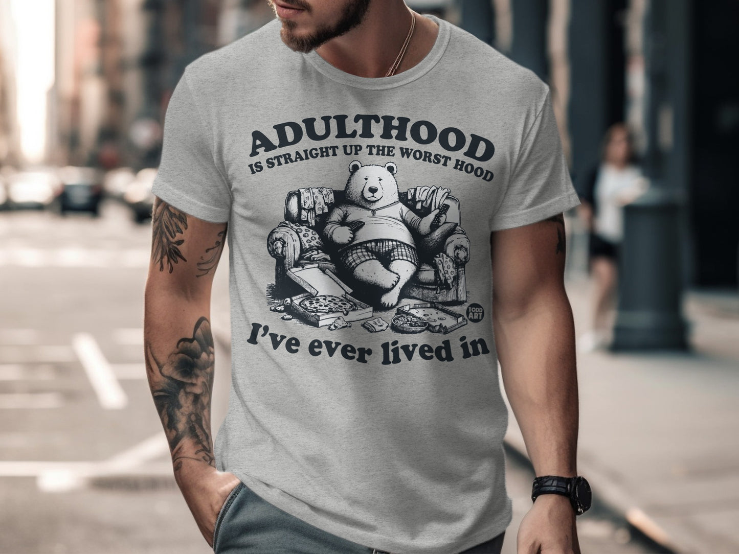 Adulthood Is Straight Up The Worst Hood Funny T-Shirt