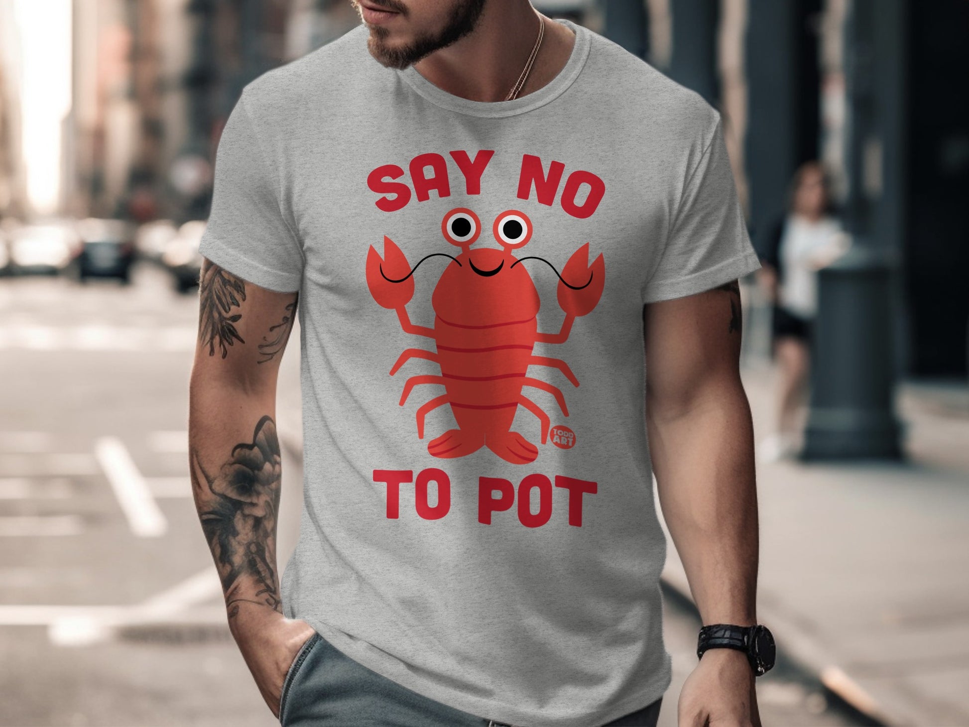 Say No To Pot Funny Lobster Design T-Shirt