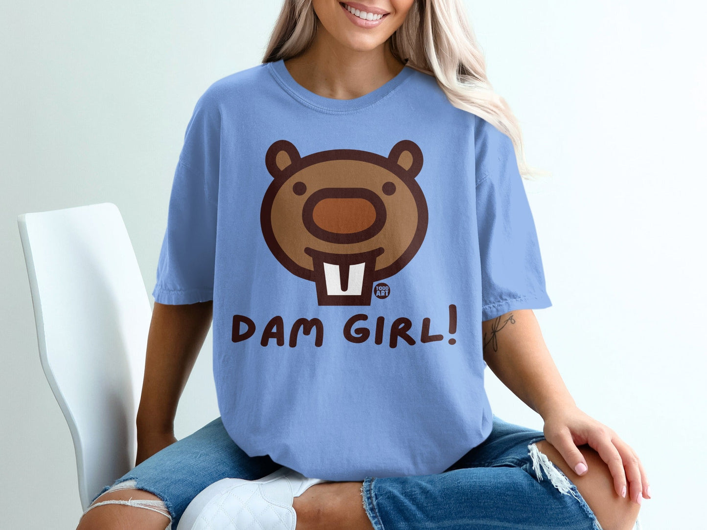 Dam Girl Cute Beaver Graphic Shirt for Girls and Women