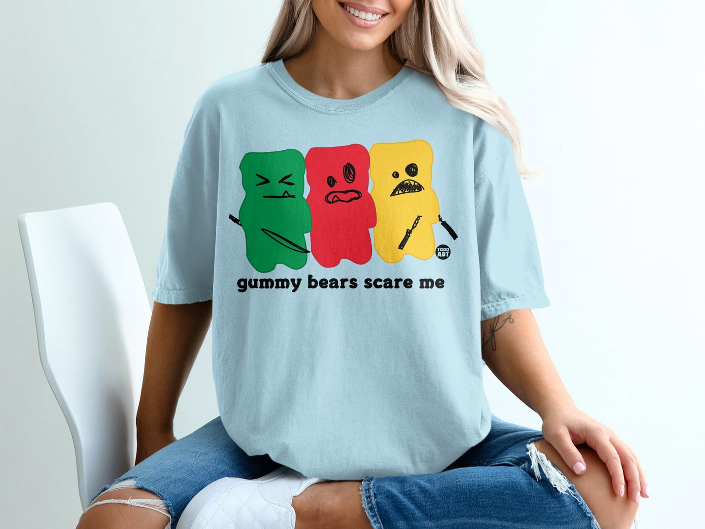 Gummy Bears Scare Me Funny Graphic Tee Shirt