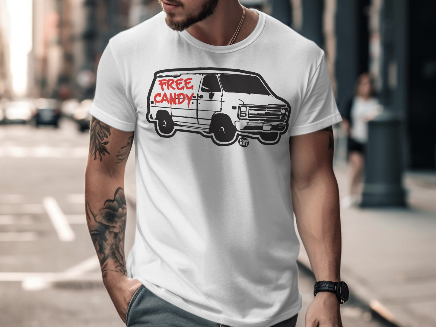 Free Candy Van Graphic Tee Shirt for Trendy Style