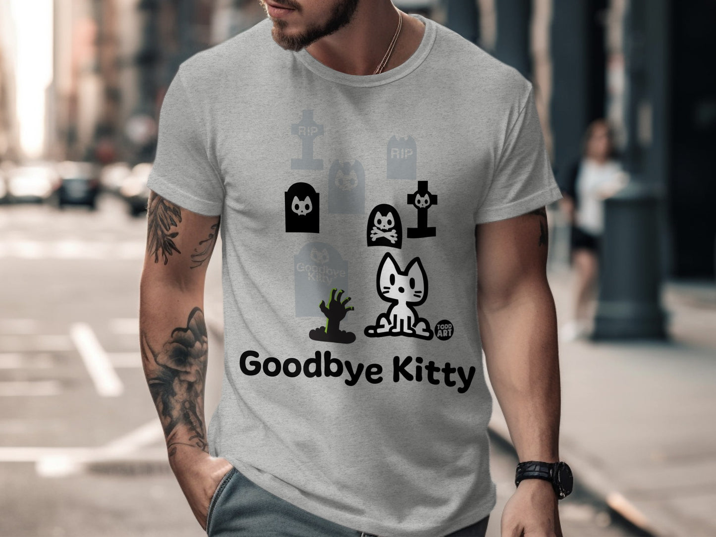 Goodbye Kitty Halloween Graphic T-Shirt