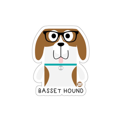 Cute Cartoon Basset Hound with Glasses Sticker