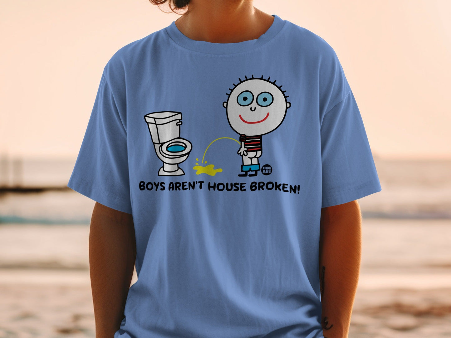 Boys Aren't House Broken Funny Cartoon T-Shirt