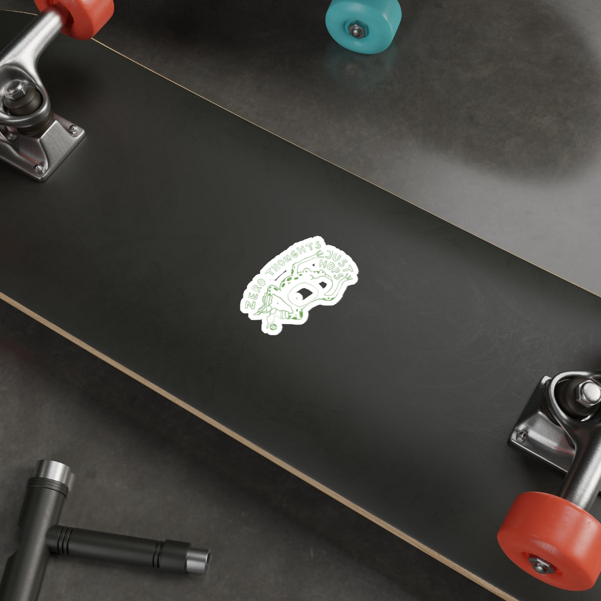 Zero Thoughts Just Vibes Skateboard with Red Wheels