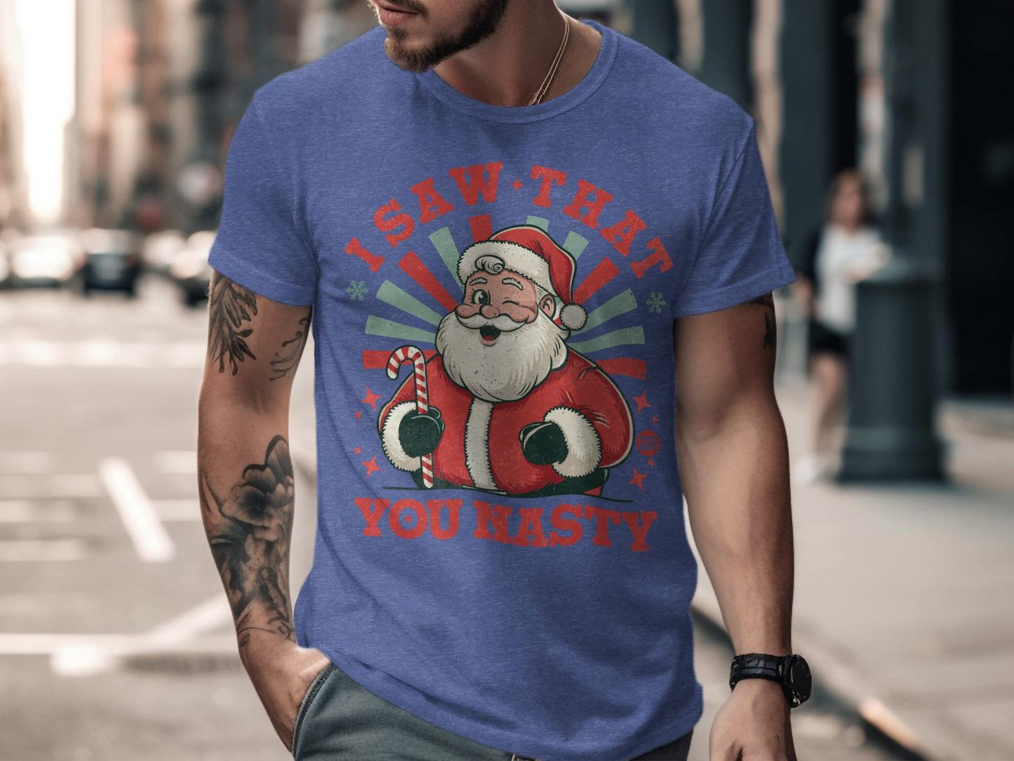 I Saw That You Nasty Santa Claus Graphic T-Shirt