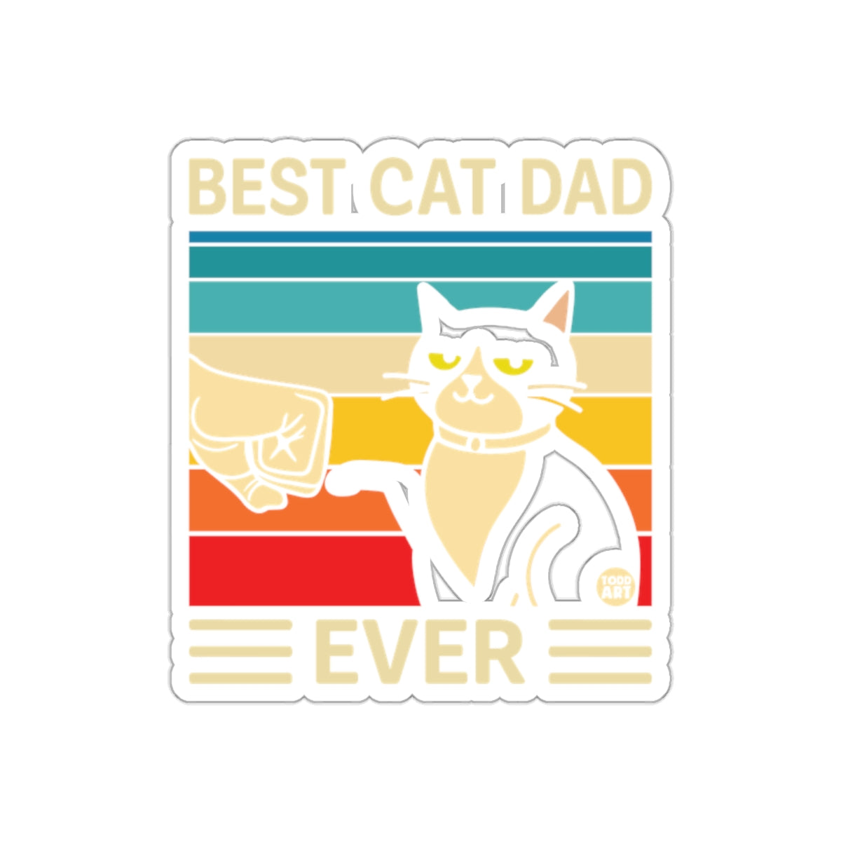 Best Cat Dad Ever Fist Bump Retro Stripes Design sticker