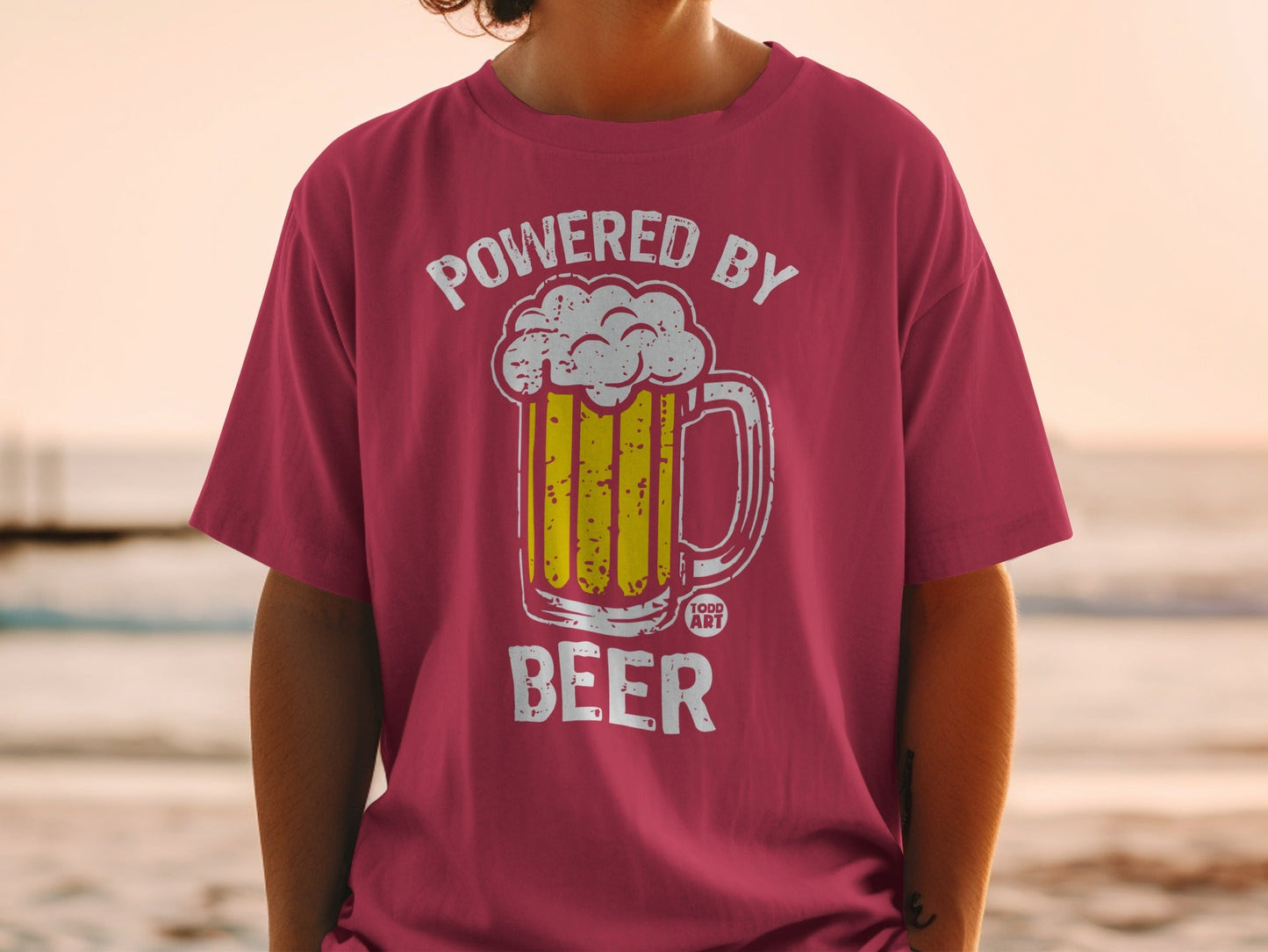 Powered By Beer Graphic Casual T-shirt