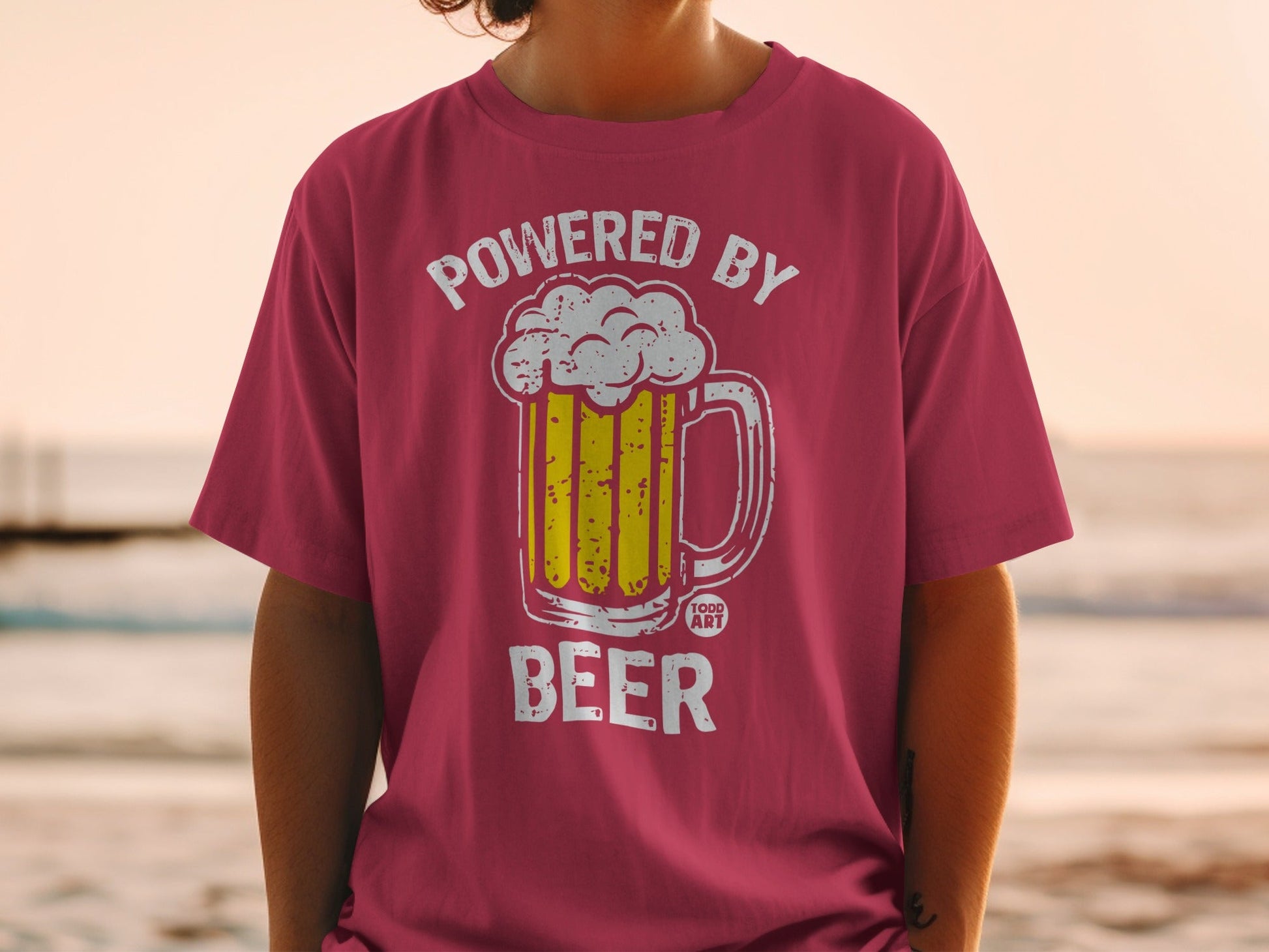 Powered By Beer Graphic Casual T-shirt